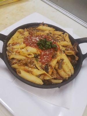 Beautiful sausage mostaccioli Pasta. Great presentation and better flavor.