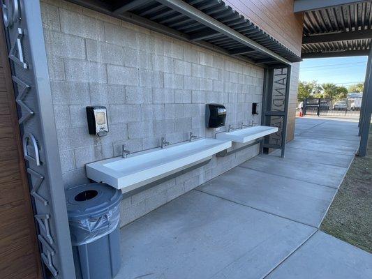 Outside hand washing station