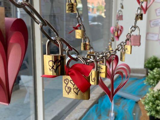 Our Valentine's Day "Love Locks" window was so fun! Come by and see the dedications through Feb. 19th