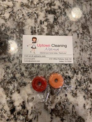 Norma's business card and a little sweet treat!