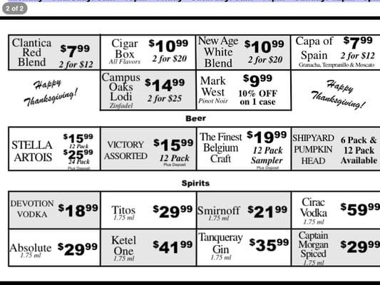 Continue of the thanksgiving specials @ Hometown Wine & Liquors.