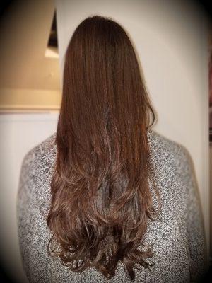 Back view of long layered haircut. Artist: Narrissa. Be sure to Follow @HairByNarrissa 2/2