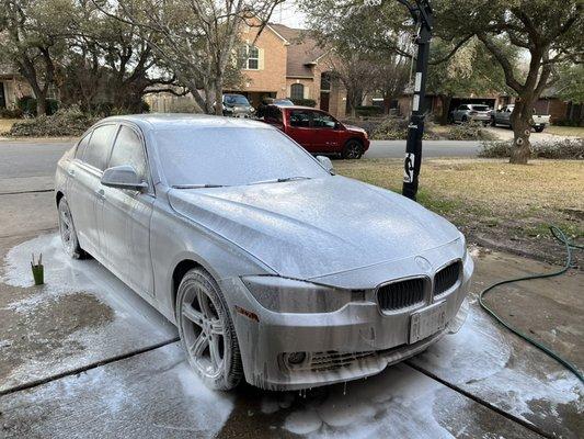 BMW with snow foam