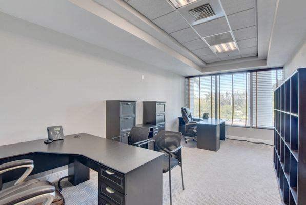 Modern executive office with large windows and plenty of space. (Furniture included if needed)