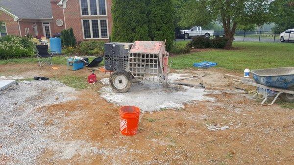 The concrete on the ground beneath the mixer remained there for 4 weeks until we complained