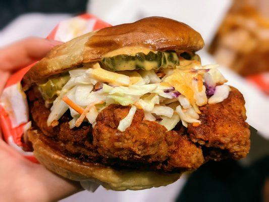 This Hot Chicken Sandwich ($8) was ordered at "Chill" spice level. I'd say it's comparable to Chick-fil-A's spicy chicken sandwich.