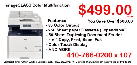 Current Special $499.00 Color Laser Printer, Copier Scanner thru 12/31/17