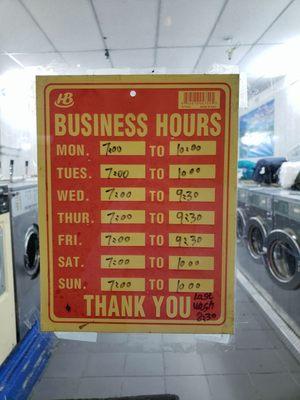 Their hours. Last wash at 830pm