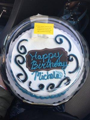 Asked the bakery to spell "Michele" and the decorator didn't spell her name right. I was patient & kind when asking the miss to fix it.