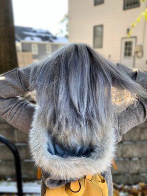 Full oil & toner for the perfect icy silver. By The HeadGardener, Hair by Rochelle