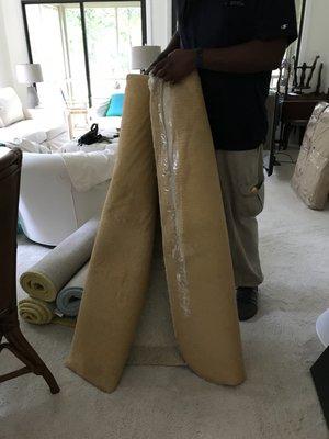 Delivery of custom rug held together with packing tape.