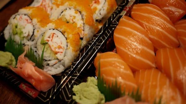 California Roll with Tobiko and Salmon Nigiri for $14 total.  Always hits the spot!