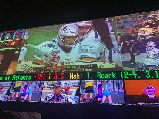 The big wall of screens but many more around the bar for viewing all games