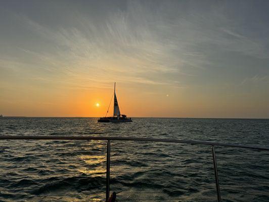 Sunset and catamaran