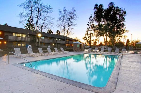 Resort-style swimming pool with sundeck