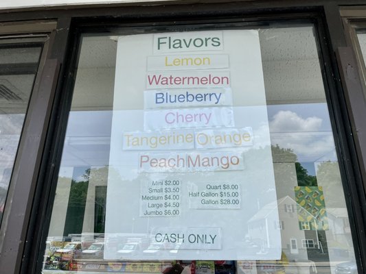 Flavor Menu