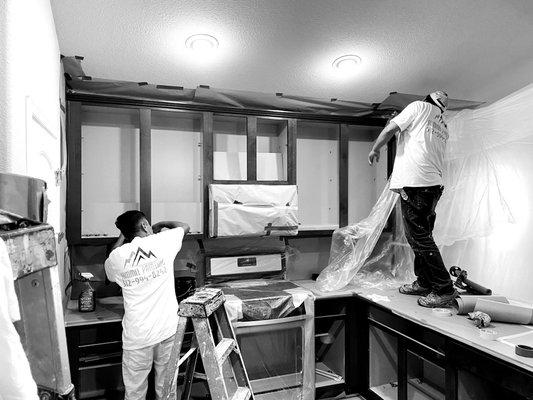 Prep time for a kitchen! My painting team hard at work!