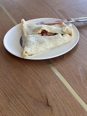 31. Smoke Salmon, Fresh Tomatoes, Spinach, Swiss Cheese and Bechamel Sauce Special Crepes