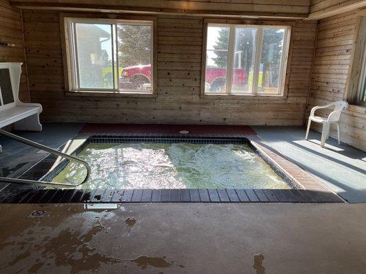 Hot tub in morning sun.