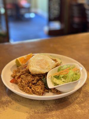 Basil Fried Rice Chicken with Fried Egg.