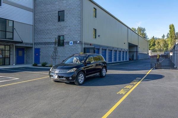 Wide drive aisles to accommodate moving trucks make it easy to get in and out