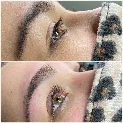 Lash lift and tint, brow wax.