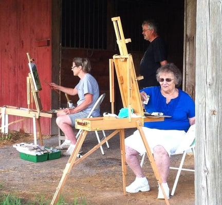 Plein air painting Virginia landscapes by two Shenandoah Art Destination student