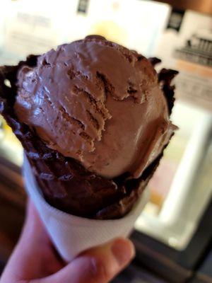 Foundation fudge in a chocolate cone