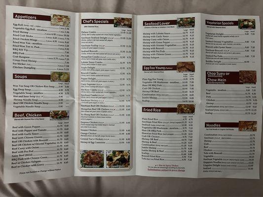 Updated Menus