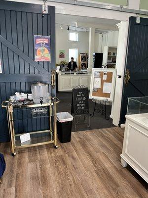 This is the entrance into the evening wine bar. It was closed when I was there during Coffee House coffee hours.