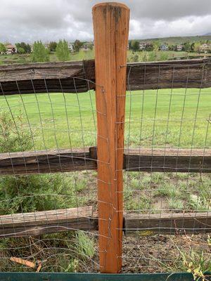 Split rail fence repair is quite sloppy.