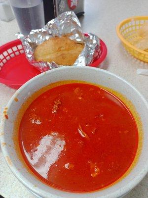 Menudo (tripe soup) and bread