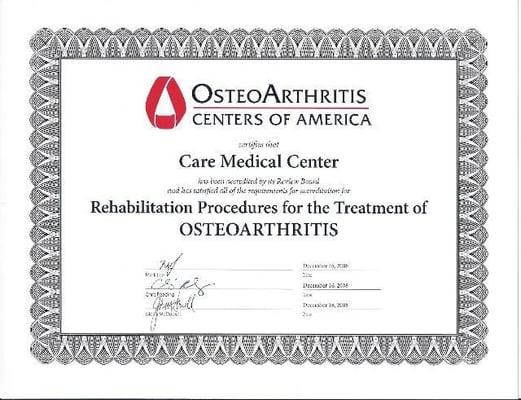 Our Physical Therapy Team is the only Rehab Group certified by the OsteoArthritis Centers of America for Rehab Procedures for...