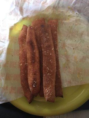 Burnt breadsticks