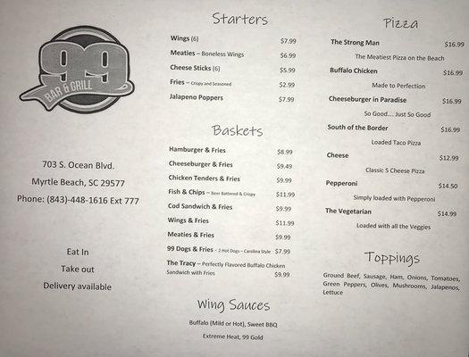 Our New Updated Menu!!!