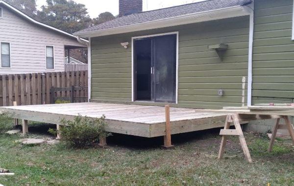 Before picture of a deck we built