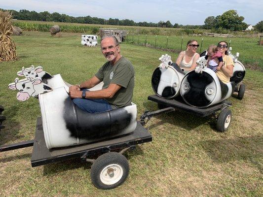 The Moo Train with my granddaughter, daughter in law and her friend