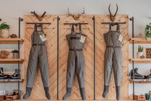 Ascent Fly Fishing's Wader and Boot Wall.