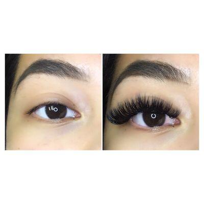 Beautiful before and after volume lash extensions!