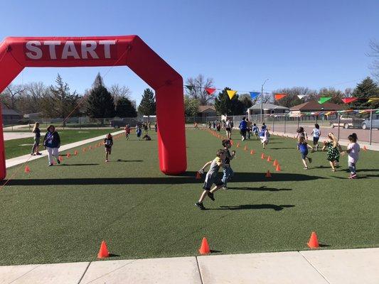 A jog-a-thon at one of our schools