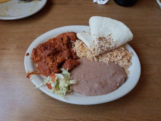 Carne Adovada plate with red chili- I'm a fan!