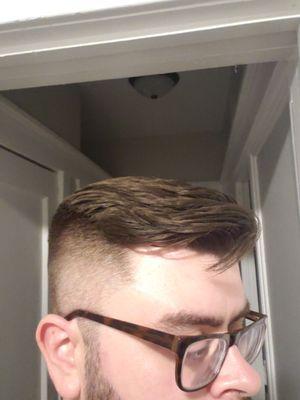 Sick medium fade blended with sideburns.