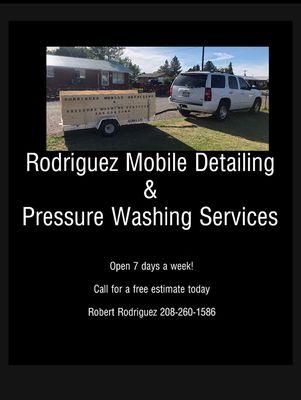 Mobile detailing and pressure washing services