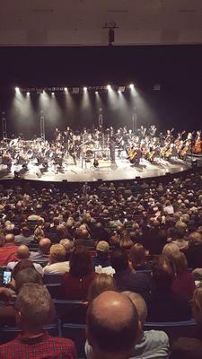 The symphony getting ready to perform the Pops program featuring the music of Led Zeppelin