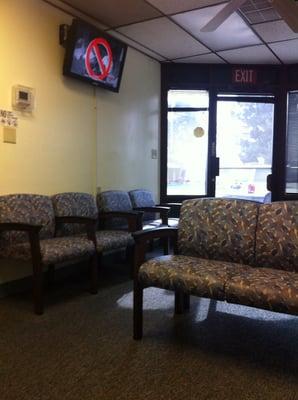 Plenty of chairs and space in the waiting room.