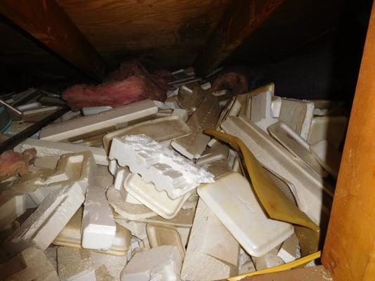 This extremely flammable styrofoam was being used for attic insulation.