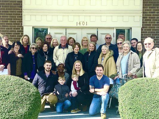 Some of our church members and guests in front of the church