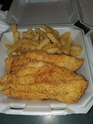 Southern style catfish and French fries