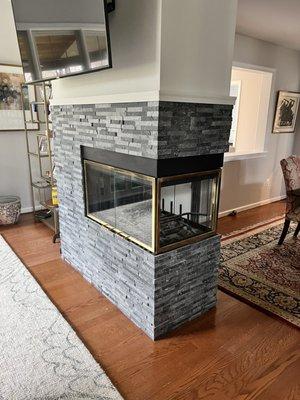 Totally redone fireplace insert and tile