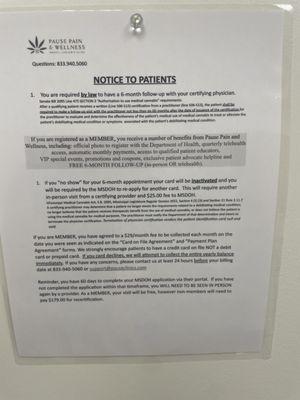 Notice of follow up visits